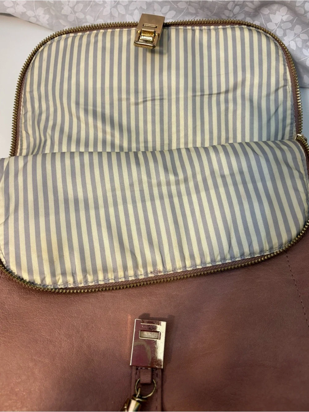 Miztique Blush Pink Vegan Leather Fashion Backpack Gold Hardware Tassel Accent